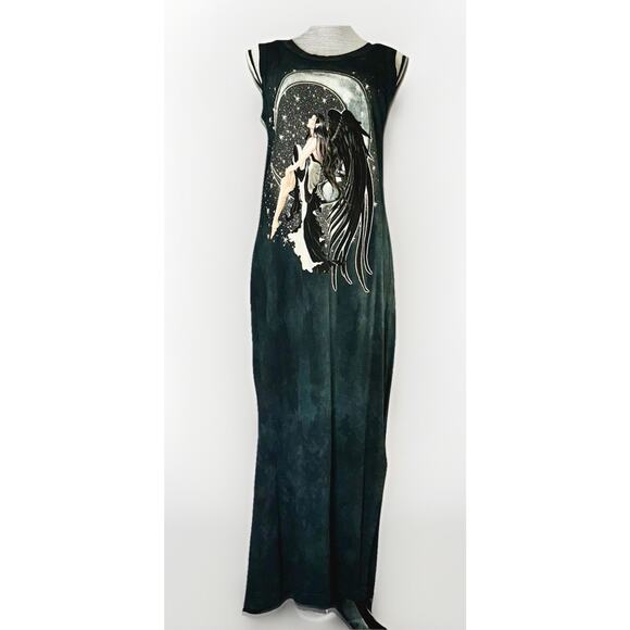 CUSTOM The Mountain Hand Dyed Small Tank Dress Gray Black Whimsygoth Fairy Witch - Picture 1 of 8